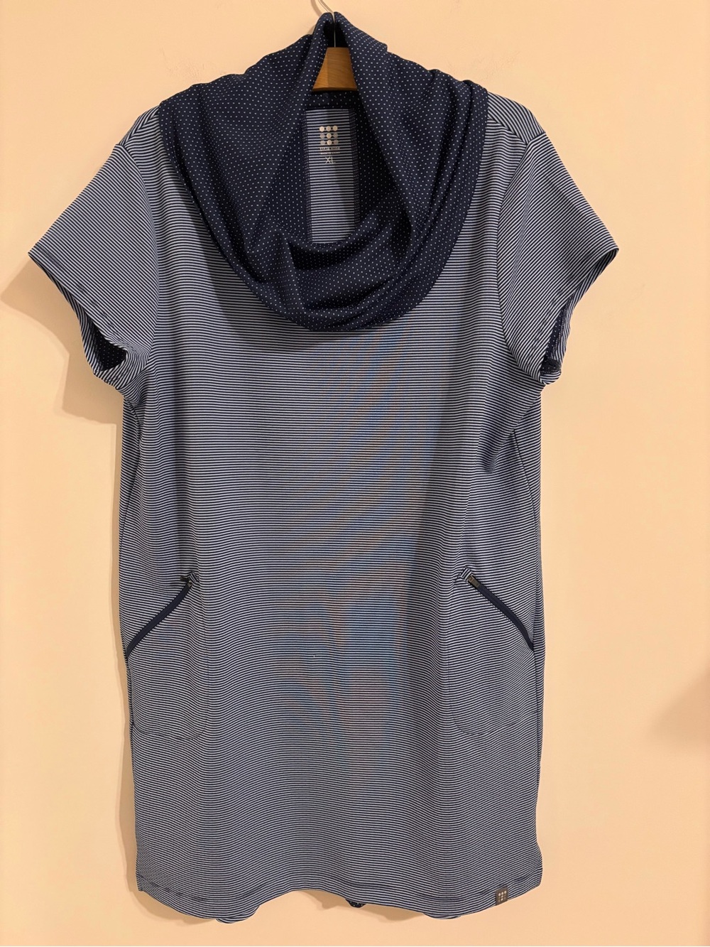 Title Nine Layli Blue Stripe Cowl Neck Dress